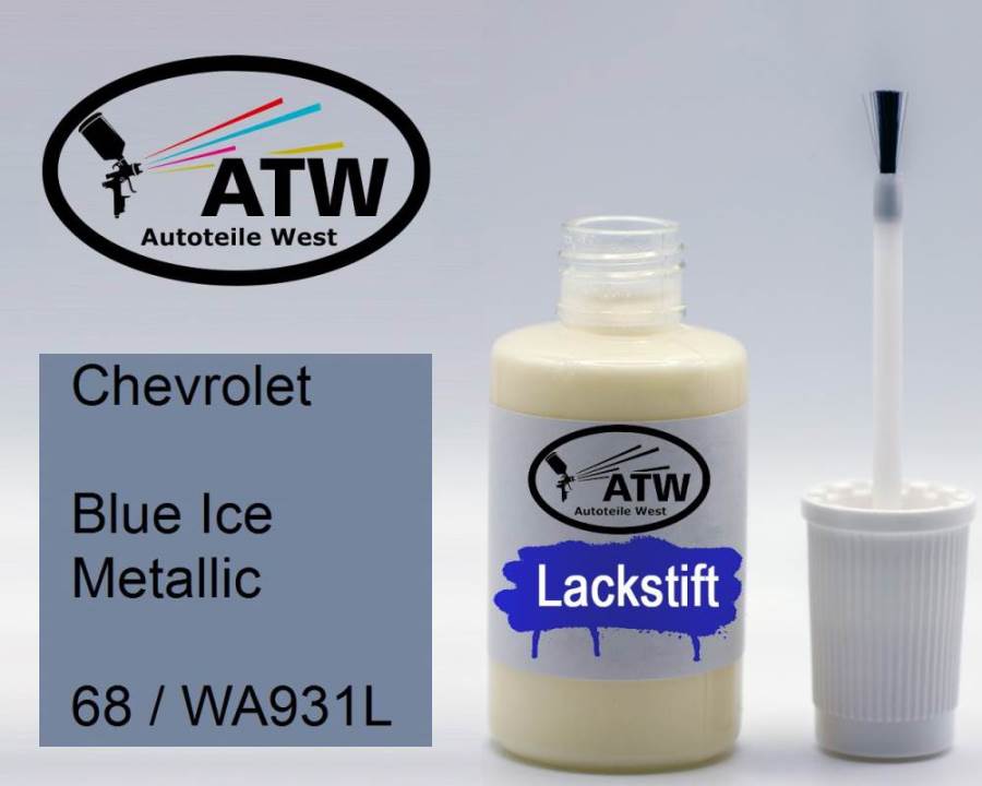 Chevrolet, Blue Ice Metallic, 68 / WA931L: 20ml Lackstift, von ATW Autoteile West.